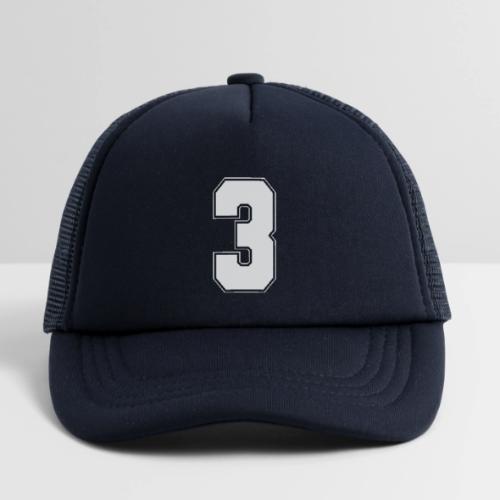 White Number 3 – Varsity Font - Kid's Trucker Cap