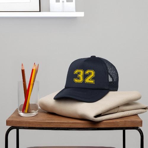 Number 32 in a classic athletic collegiate font - Kid's Trucker Cap