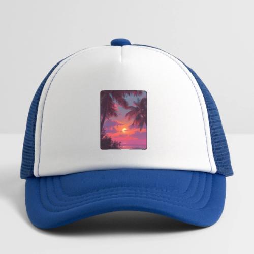 Tropical Sunset Palm Silhouette Design - Kid's Trucker Cap