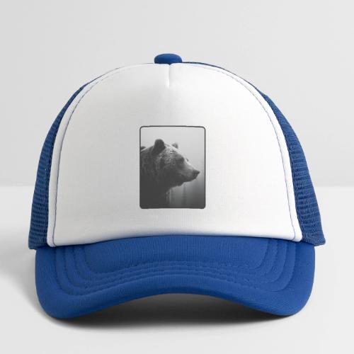 Grizzly Bear Black White Portrait Design - Kid's Trucker Cap