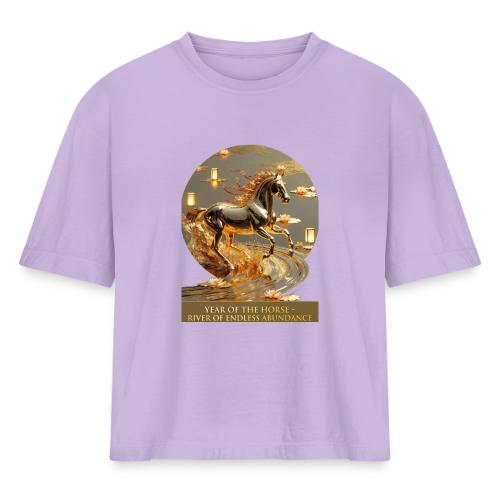 Year of the Horse Abundance T Shirt, Lunar NY Gift - Women's Heavyweight Cropped T-Shirt