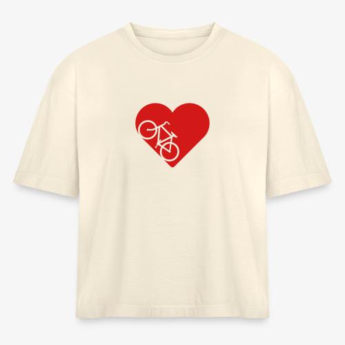 Bike in heart - Women's Heavyweight Cropped T-Shirt