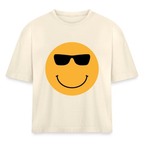Orange Face with Sunglasses - Women's Heavyweight Cropped T-Shirt