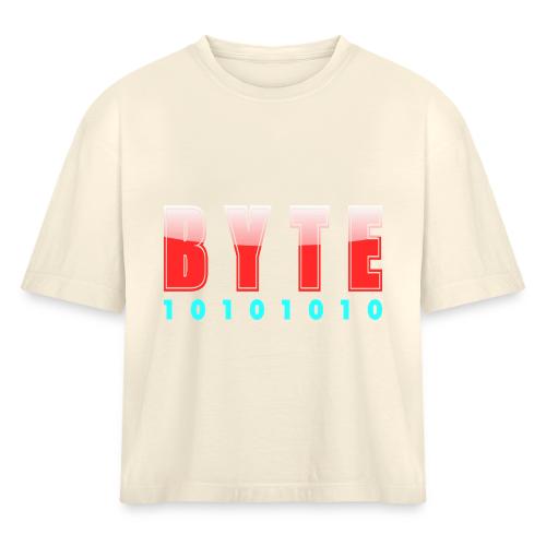 BYTE Binary Code Design - Women's Heavyweight Cropped T-Shirt