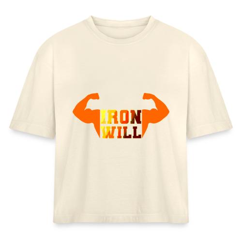 Bodybuilding: Iron Will Power - Women's Heavyweight Cropped T-Shirt