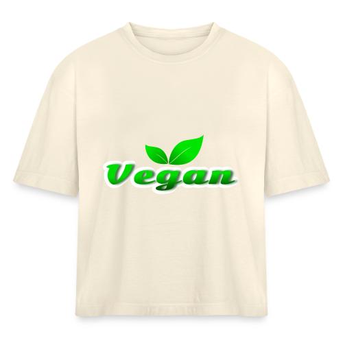 Pure Vegan Leaves - Women's Heavyweight Cropped T-Shirt