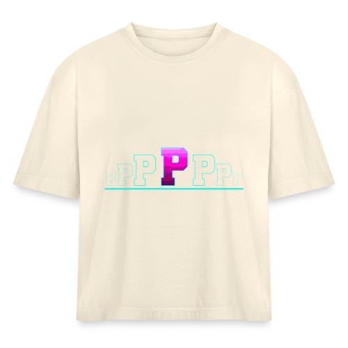 Letter P – Capital Varsity Alphabet Monogram - Women's Heavyweight Cropped T-Shirt