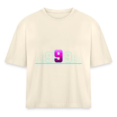 Number 9 in Magenta: Varsity Font - Women's Heavyweight Cropped T-Shirt