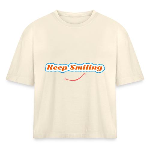 Keep Smiling Positive Vibes Graphic - Women's Heavyweight Cropped T-Shirt