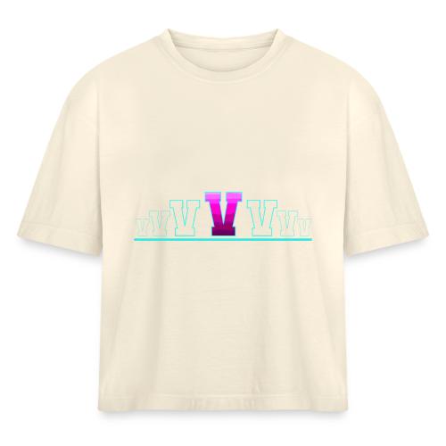 Letter V – Capital Varsity Alphabet Monogram - Women's Heavyweight Cropped T-Shirt