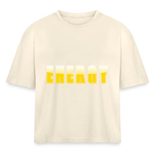 ENERGY Electric Yellow Power Word Design - Women's Heavyweight Cropped T-Shirt