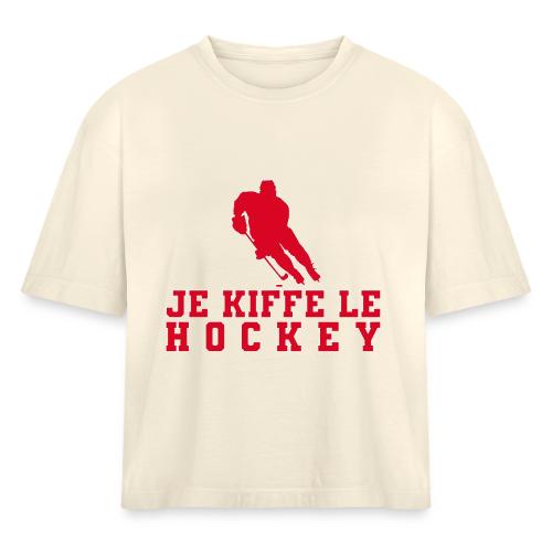 I love hockey - Women's Heavyweight Cropped T-Shirt