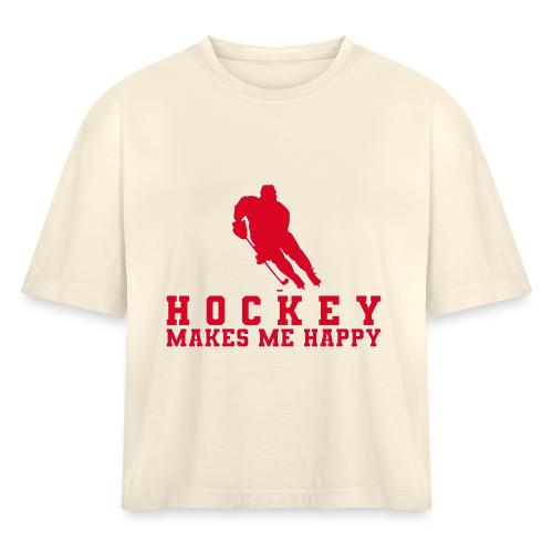 Hockey makes me happy - Women's Heavyweight Cropped T-Shirt