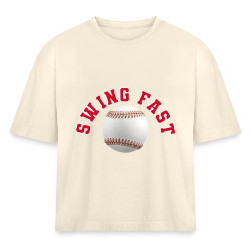 Baseball: Swing Fast Energy - Women's Heavyweight Cropped T-Shirt