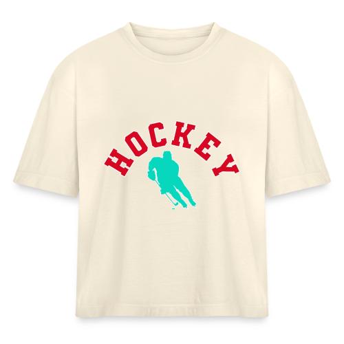 Hockey Player Silhouette - Women's Heavyweight Cropped T-Shirt