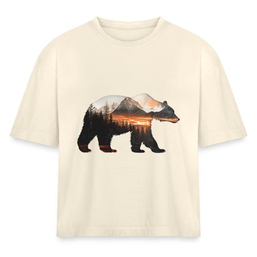 Canada Bear: fiery tones - Women's Heavyweight Cropped T-Shirt