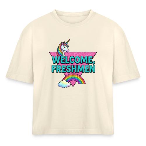 Welcome, Freshmen - Women's Heavyweight Cropped T-Shirt