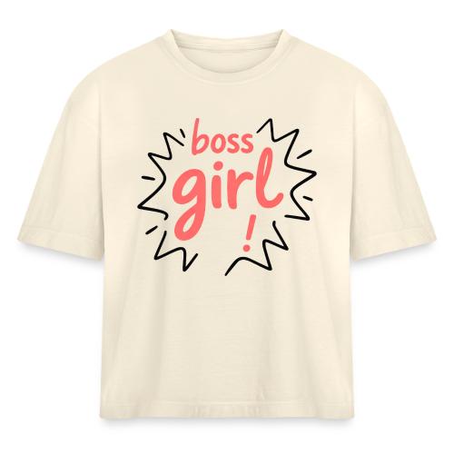 Boss Girl Bold Feminist Statement - Women's Heavyweight Cropped T-Shirt