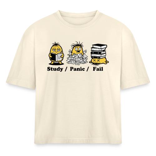 Funny Student Study Panic Fail Back To School - Women's Heavyweight Cropped T-Shirt