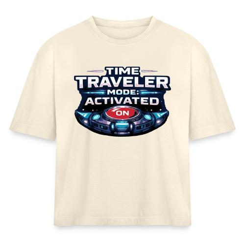 Time Traveler Mode – Futuristic Neon Sci-Fi Tee - Women's Heavyweight Cropped T-Shirt