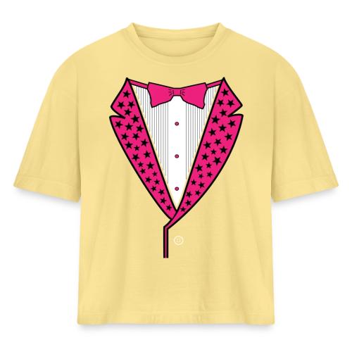 PINK STAR TUXEDO - Women's Heavyweight Cropped T-Shirt