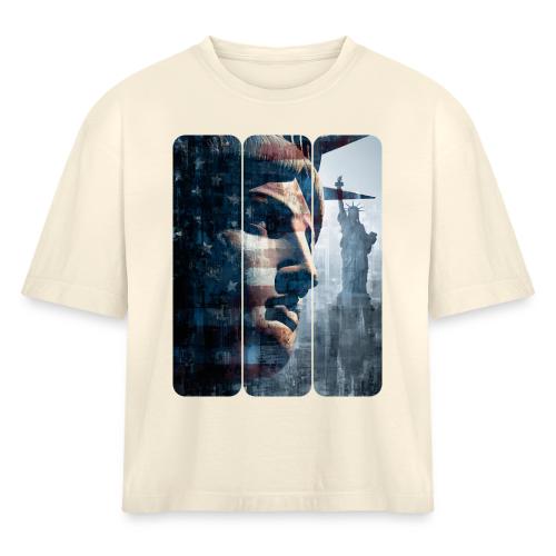 USA: Liberty in Three Visions - Women's Heavyweight Cropped T-Shirt