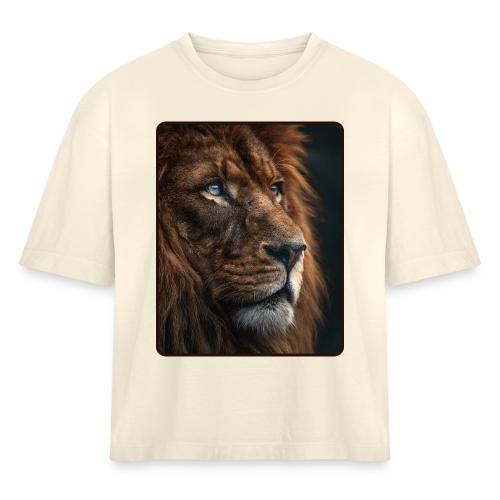 Lion Portrait Majestic Wildlife Design - Women's Heavyweight Cropped T-Shirt