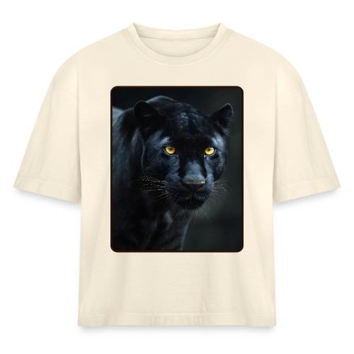 Black Panther Glowing Eyes Design - Women's Heavyweight Cropped T-Shirt