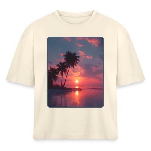 Tropical Sunset Ocean Reflection Design - Women's Heavyweight Cropped T-Shirt