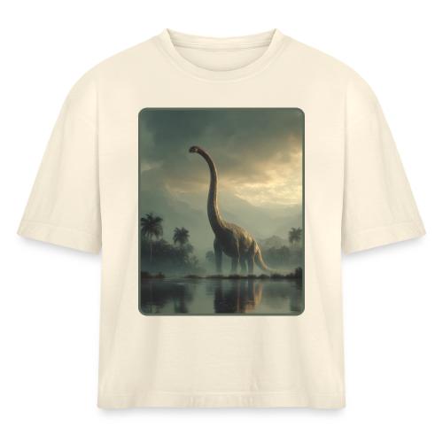 Brachiosaurus Misty Lake Design - Women's Heavyweight Cropped T-Shirt