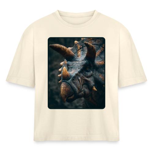 Triceratops Detailed Portrait Design - Women's Heavyweight Cropped T-Shirt