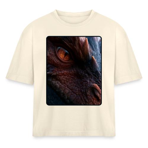 Fierce Ancient Dragon Portrait Design - Women's Heavyweight Cropped T-Shirt