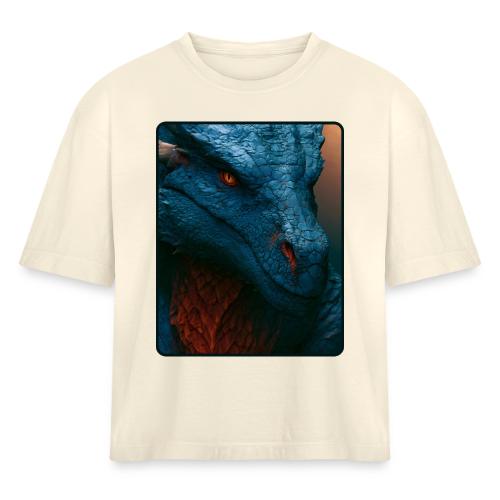 Turquoise Dragon Fire Eye Design - Women's Heavyweight Cropped T-Shirt