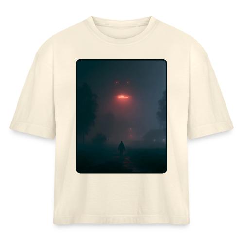 Mysterious UFO Encounter Design - Women's Heavyweight Cropped T-Shirt