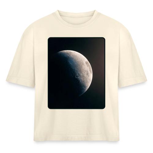 Crescent Moon Celestial Artwork - Women's Heavyweight Cropped T-Shirt