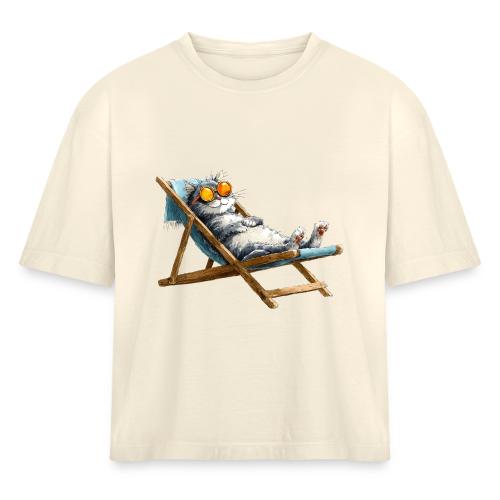 Sunshine Cat Mode - Women's Heavyweight Cropped T-Shirt