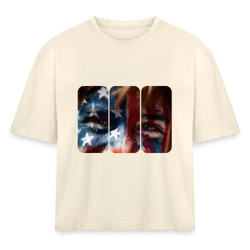 USA: Stars in Their Eyes - Women's Heavyweight Cropped T-Shirt