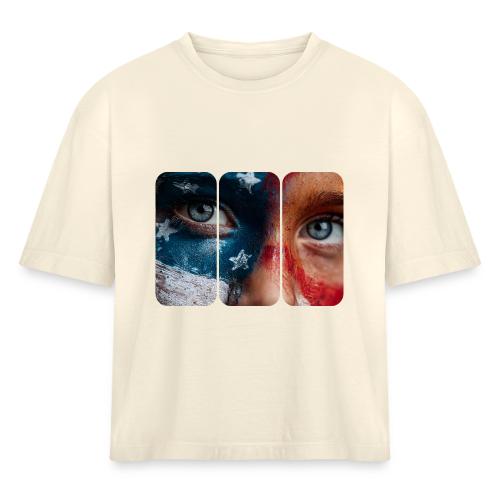 USA: Star-Spangled Glance - Women's Heavyweight Cropped T-Shirt