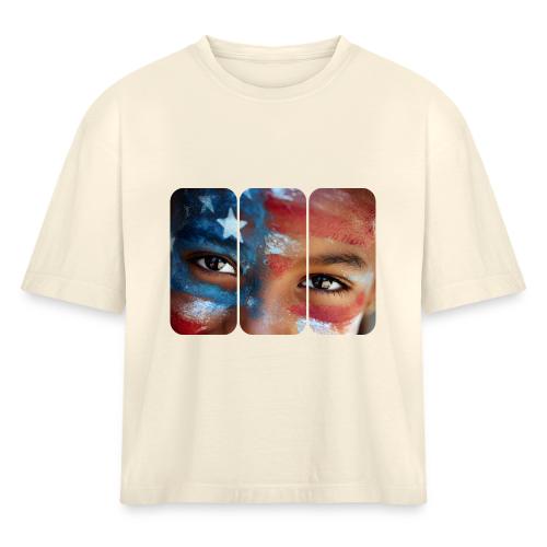 USA: Eyes of the Flag - Women's Heavyweight Cropped T-Shirt