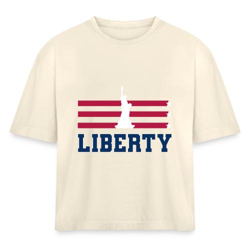 USA: Stars of Liberty - Women's Heavyweight Cropped T-Shirt