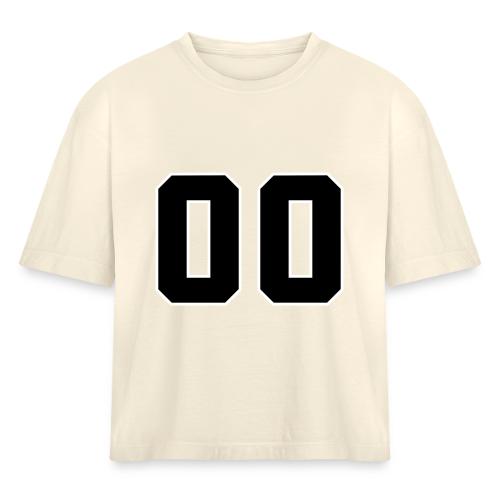 Varsity 00 Athletic Number Design - Women's Heavyweight Cropped T-Shirt