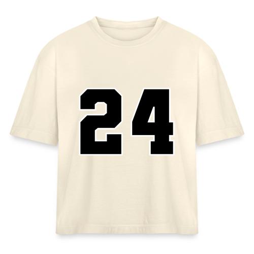 Varsity Number 24 College Font - Women's Heavyweight Cropped T-Shirt