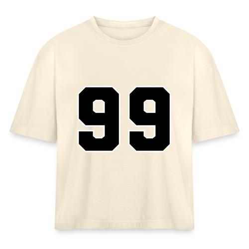 Varsity Number 99 Athletic Font - Women's Heavyweight Cropped T-Shirt