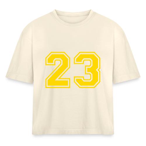 Number 23 in a classic athletic collegiate font - Women's Heavyweight Cropped T-Shirt