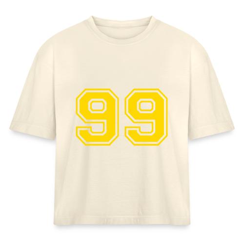 Number 99 in a classic athletic collegiate font - Women's Heavyweight Cropped T-Shirt
