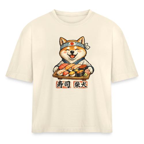 Funny Shiba Inu Sushi Kawaii Dog Tee - Women's Heavyweight Cropped T-Shirt