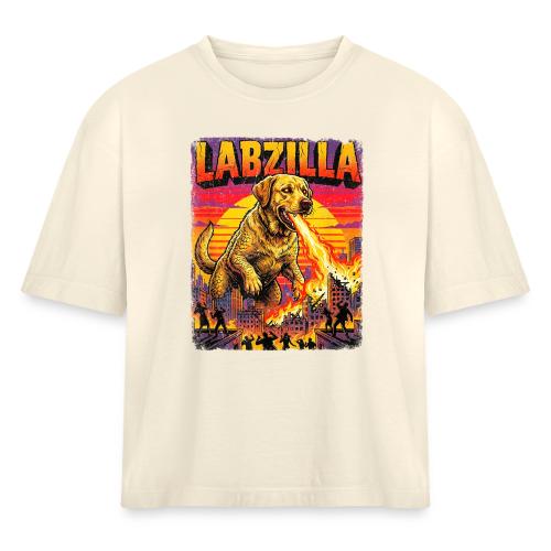 Labzilla Giant Yellow Labrador Monster Tee - Women's Heavyweight Cropped T-Shirt
