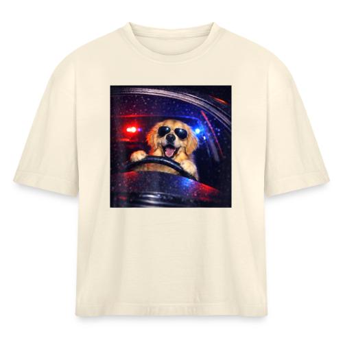 Funny Police Golden Retriever Meme Tee - Women's Heavyweight Cropped T-Shirt