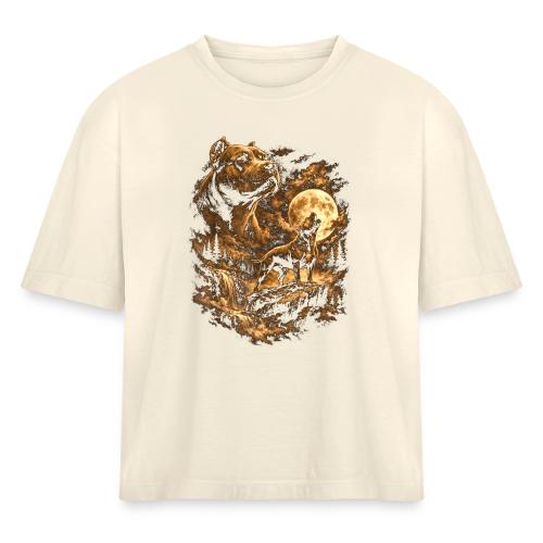 Pit Bull Howling Moon Fantasy Forest Tee - Women's Heavyweight Cropped T-Shirt