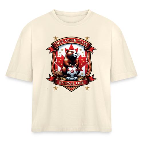 Canada Beaver Crest T-Shirt, Pride Badge Gift - Women's Heavyweight Cropped T-Shirt